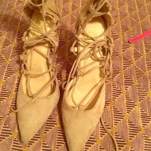 My laced tan heels